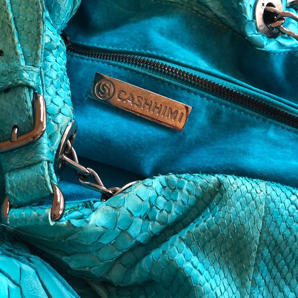 Genuine Python Purse - Good Condition - Turquoise - Picture 5 of 8